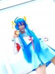 aka_(morimori) blue_hair cosplay hairband hair_ribbons izumi_konata lucky_star megaphone pantyhose pleated_skirt sailor_uniform school_uniform skirt suzumiya_haruhi suzumiya_haruhi_no_yuuutsu rating:Safe score:0 user:nil!
