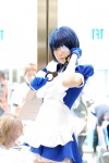 apron blue_hair cosplay eyepatch gloves handcuffs ikkitousen maid maid_uniform namada pantyhose ryomou_shimei rating:Safe score:0 user:nil!