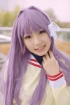 clannad cosplay fujibayashi_kyou hair_ribbons merino_moko purple_hair sailor_uniform school_uniform turtleneck rating:Safe score:0 user:nil!