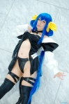 blue_hair bodysuit boots choker cosplay dizzy guilty_gear pantyhose sheer_legwear tail thighhighs twintails wings yukimi rating:Safe score:1 user:nil!