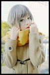 coat cosplay glasses kanata nagato_yuki scarf school_uniform silver_hair suzumiya_haruhi_no_yuuutsu rating:Safe score:1 user:nil!