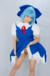 blouse blue_hair cirno cosplay dress_lift hairbow jumper lenfried touhou rating:Explicit score:1 user:nil!
