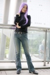 book cosplay fate/series fate/stay_night glasses jeans looking_over_glasses purple_hair rider turtleneck yoshishige_yutaka rating:Safe score:0 user:nil!