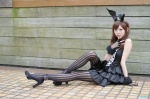 animal_ears black_legwear bunny_ears cosplay dress fingerless_gloves hibe pantyhose tagme_character tagme_series rating:Safe score:3 user:nil!