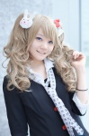 blonde_hair blouse cardigan cosplay danganronpa enoshima_junko hairbows nanahashi_sui school_uniform twintails rating:Questionable score:1 user:nil!