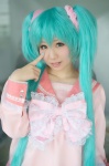 aqua_hair cosplay dress hatsune_miku saori twintails vocaloid rating:Safe score:1 user:nil!