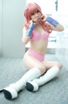 bikini boots cleavage cosplay hair_clips pantyhose pink_hair ran_(urusei_yatsura) swimsuit urusei_yatsura yomomi rating:Safe score:0 user:nil!