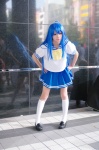 aka_(morimori) blue_hair cosplay izumi_konata lucky_star pleated_skirt sailor_uniform school_uniform skirt rating:Safe score:1 user:xkaras