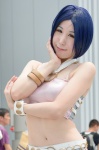 blue_hair bracelets cosplay halter_top idolmaster kisaragi_momo miniskirt miura_azusa necklace skirt wristband rating:Safe score:0 user:pixymisa