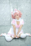 animal_ears apron bunny_ears cleavage cosplay haru_(iii) inu_boku_secret_service maid maid_uniform pink_eyes pink_hair roromiya_karuta thighhighs zettai_ryouiki rating:Safe score:1 user:pixymisa