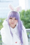 alice_in_wonderland animal_ears blouse bunny_ears cosplay giqo_opnn purple_hair sweater tie white_rabbit rating:Safe score:0 user:pixymisa