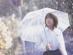blouse kitano_kei pleated_skirt rain school_uniform skirt umbrella rating:Safe score:0 user:nil!
