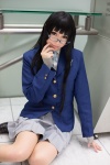 akiyama_mio blazer blouse cosplay glasses k-on! looking_over_glasses pleated_skirt ribbon_tie school_uniform skirt wakame rating:Safe score:1 user:pixymisa