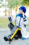 blue_hair boots coat cosplay crossplay default_costume headset kaito rui scarf trousers vocaloid rating:Safe score:1 user:nil!
