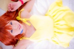 bed choker cosplay dress hair_pods mashiro_yuki neon_genesis_evangelion red_hair soryu_asuka_langley twintails rating:Safe score:0 user:nil!