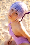 ayane_(doa) beach cleavage cosplay dead_or_alive headband one-piece_swimsuit purple_hair swimsuit tachibana_minami rating:Safe score:0 user:nil!