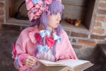 blue_eyes book bows cosplay dress hat kotobuki_miyako patchouli_knowledge purple_hair robe touhou rating:Safe score:0 user:pixymisa