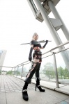 boots cosplay croptop elbow_gloves final_fantasy final_fantasy_x final_fantasy_x-2 gloves nagase_sio paine shorts silver_hair sword thighhighs rating:Safe score:2 user:nil!