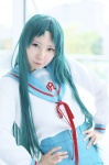 cosplay green_hair pleated_skirt sailor_uniform satsuki_ui school_uniform skirt suzumiya_haruhi_no_yuuutsu tsuruya rating:Safe score:0 user:nil!