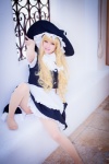 apron blonde_hair cosplay dress ichijou_non kirisame_marisa pantyhose sheer_legwear touhou witch_hat rating:Safe score:1 user:nil!