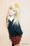 asakura_irori blonde_hair blouse cosplay miniskirt original pleated_skirt school_uniform skirt rating:Safe score:1 user:DarkSSA