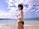 ass beach bikini black_or_white blouse ocean sato_hiroko see-through side-tie_bikini swimsuit rating:Safe score:1 user:nil!