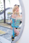 armband ayase_eri blonde_hair blue_legwear boots corset cosplay hello!_aki_love_live_vol_2_~bibi~ itsuki_akira love_live!_school_idol_project ponytail shorts single_thighhigh thighhighs rating:Safe score:1 user:nil!