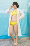bikini boku_wa_tomodachi_ga_sukunai cosplay glasses hairbow izumi_haru lab_coat pantyhose sheer_legwear shiguma_rika swimsuit rating:Safe score:1 user:pixymisa
