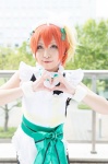 <3 apron bow caramel_eyes cosplay dress enuko hairband hoshizora_rin love_live!_school_idol_project orange_hair wristband rating:Safe score:0 user:pixymisa