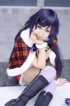 blouse blue_legwear boots capelet cosplay jumper kouri love_live!_school_idol_project purple_hair thighhighs toujou_nozomi twintails zettai_ryouiki rating:Safe score:0 user:nil!