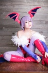 bodysuit boots cosplay detached_sleeves head_wings lilith_aensland pantyhose purple_hair tamashi_no_mayoigo vampire_(game) wings yuuki_sayo rating:Safe score:2 user:nil!