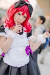 apron bows choker cosplay dress hairbow koyomi love_live!_school_idol_project nishikino_maki red_hair skirt wristband rating:Safe score:0 user:pixymisa