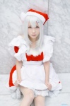 animal_ears apron cat_ears cosplay dress paw_gloves santa_costume stocking_cap tagme_character tagme_series white_hair you_(ii) rating:Safe score:2 user:nil!