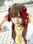 blouse cosplay hair_ribbons kipi mayoi_neko_overrun! school_uniform serizawa_fumino tie twintails rating:Safe score:0 user:DarkSSA