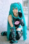 aira aqua_hair boots cosplay croptop elbow_gloves gloves hatsune_miku headset pantyhose project_diva shorts sleeveless thigh_boots thighhighs twintails vocaloid rating:Safe score:0 user:nil!