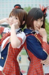 akb48 blouse cosplay endou_sora hairbow hinomura_uta jacket maeda_atsuko_(cosplay) miniskirt shinoda_mariko_(cosplay) skirt top_hat vest rating:Safe score:0 user:nil!