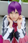 aquarion_evol blouse cosplay pleated_skirt purple_hair school_uniform skirt suzushiro_mikono thighhighs uri rating:Safe score:0 user:nil!