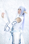 akitsu_honoka asuna_(sao) blue_eyes blue_hair cosplay detached_sleeves dress elf_ears military_uniform sword sword_art_online rating:Safe score:0 user:pixymisa