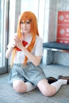 bleach blouse cosplay inoue_orihime kneesocks orange_hair pleated_skirt skirt soubi_zero rating:Safe score:1 user:nil!