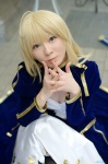 blonde_hair boots cleavage cosplay dress fate/series fate/stay_night jacket maropapi saber rating:Safe score:1 user:nil!