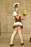 bow cap cosplay flowers green_hair miniskirt pleated_skirt sailor_uniform sakamoto_fumika school_uniform shigure_asa shuffle! skirt thighhighs zettai_ryouiki rating:Safe score:0 user:pixymisa