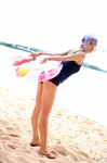ass ayane_(doa) beach cosplay dead_or_alive headband inner_tube ocean one-piece_swimsuit purple_hair school_swimsuit swimsuit tachibana_minami rating:Safe score:1 user:nil!