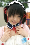 apron asahina_mikuru cosplay hair_ribbons matsunaga_ayaka suzumiya_haruhi_no_yuuutsu waitress waitress_uniform rating:Safe score:1 user:nil!