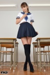black_legwear nakagawa_shizuka pleated_skirt ponytail rq-star_691 sailor_uniform school_uniform skirt skirt_lift thighhighs zettai_ryouiki rating:Safe score:2 user:nil!