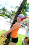 ayane_(doa) camisole cosplay dead_or_alive denim headband purple_hair shorts tachibana_minami rating:Safe score:0 user:nil!