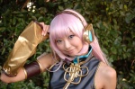 armband blouse cosplay default_costume detached_sleeves headset megurine_luka necoco pink_hair vocaloid rating:Safe score:0 user:pixymisa