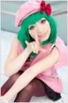 beret bow cosplay dress green_hair koharu macross macross_frontier pantyhose ranka_lee rating:Safe score:0 user:pixymisa