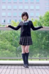 blouse bowtie cardigan kneehighs minatsuki_naru pleated_skirt skirt rating:Safe score:0 user:pixymisa