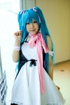 aqua_hair aro cardigan cosplay dress hair_ribbons hatsune_miku monochro_blue_sky_(vocaloid) scarf twintails vocaloid rating:Safe score:0 user:nil!