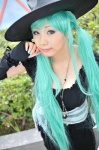 aqua_hair cosplay detached_sleeves dress hatsune_miku tagme_song tenko twintails vocaloid witch_hat rating:Safe score:0 user:nil!